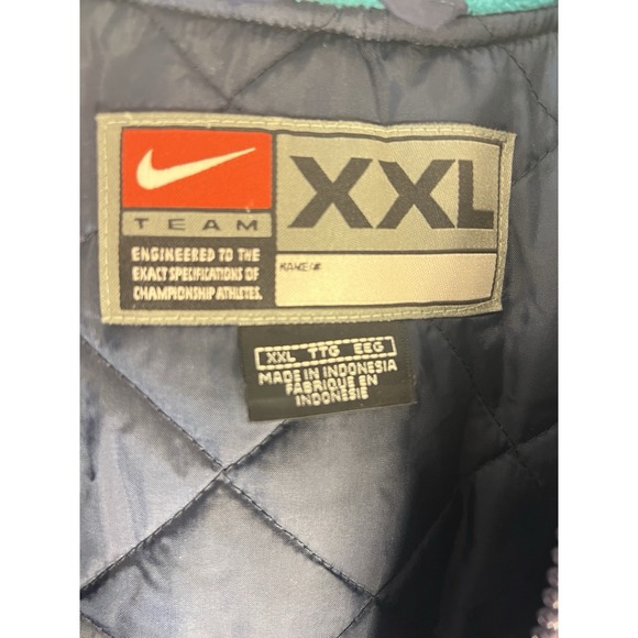 Vtg NFL Miami Dolphins Nike Team Blue Jacket Windbreaker Men XXL Hood Quilted - Picture 10 of 14